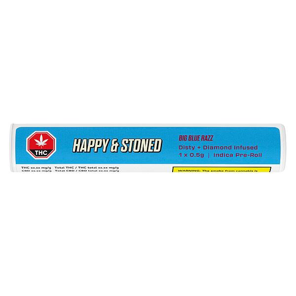 Happy & Stoned - Big Blue Razz Disty+diamond Infused Pre-roll image 2