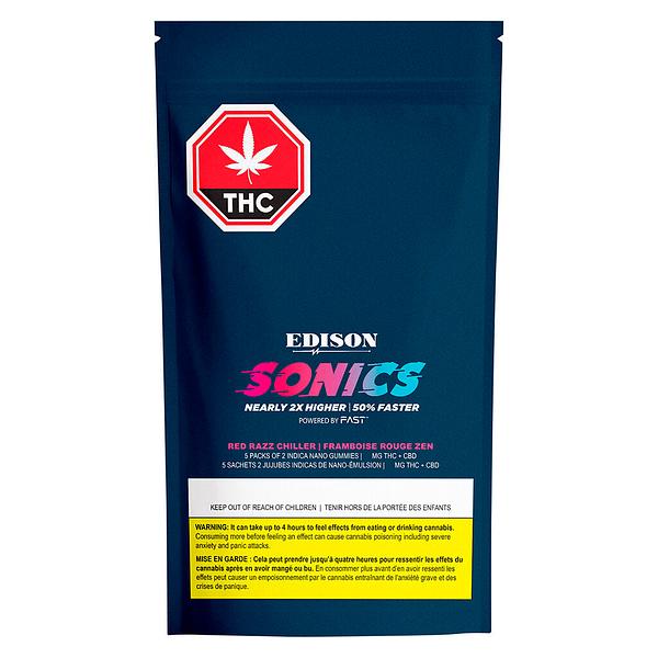 Edison Sonics - Red Razz Chiller Multi-Pack 50 THC:CBD Gummies