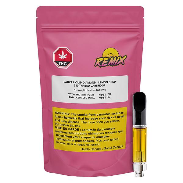 Solid Gold Remix - Sativa Liquid Diamonds Vape 510 Thread Cartridge - Lemon Drop