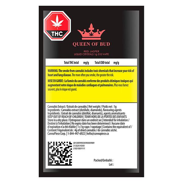 Queen of Bud - Red Jasper Liquid Crystals 510 Thread Cartridge