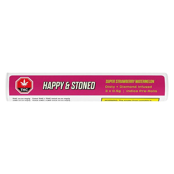 Happy & Stoned - Super Strawberry Watermelon Disty+diamond Infused Pre-roll image 2