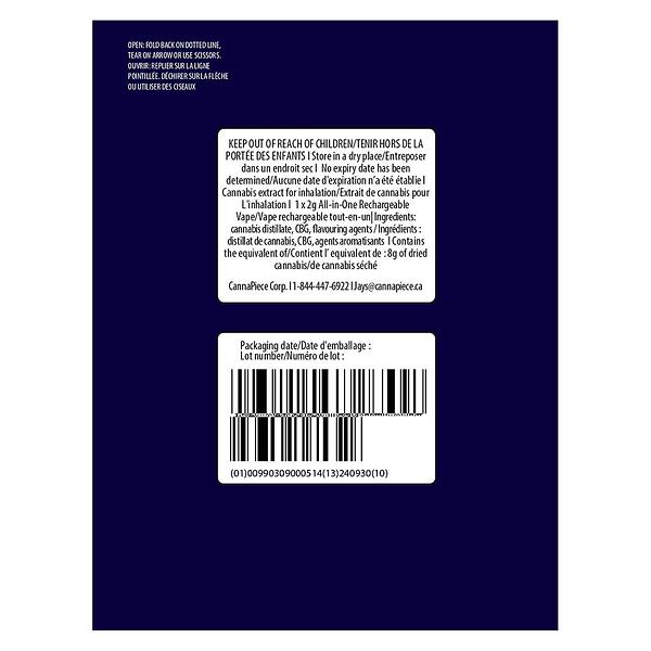 JAYS - All-night-long 800+ Puffs THC + CBN AIO Disposable Vape image 3