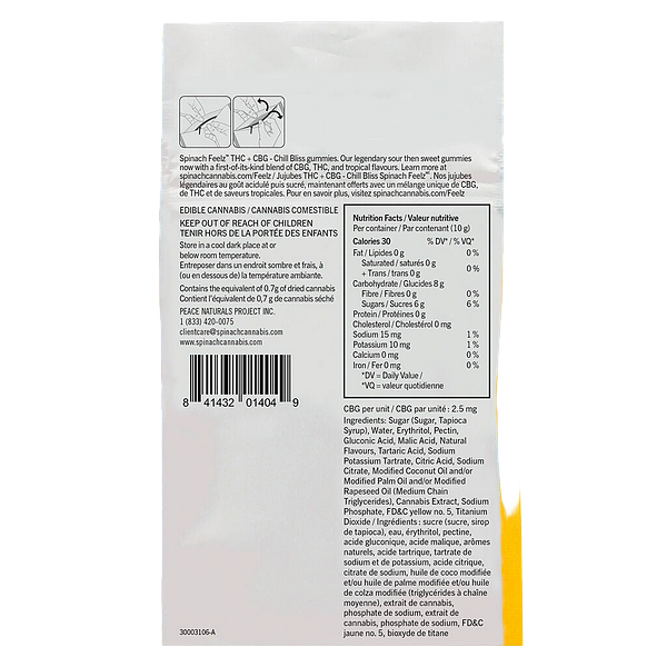 Spinach FEELZ - Thc+Cbg Pineapple Starfruit Soft Chews