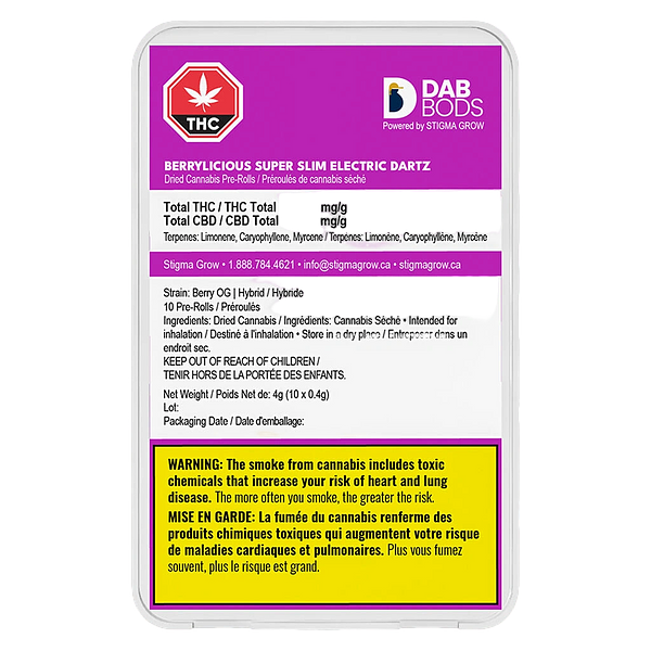 Dab Bods - Berrylicious Super Slim Electric Dartz Pre-Roll