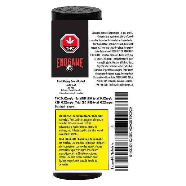 Endgame - Black Cherry Bomb Dusted Dank 0.5s Infused Pre-Roll image 3
