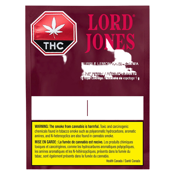 Lord Jones - Pure Live Resin Vape Purple Lemon Haze 510 Thread Cartridge