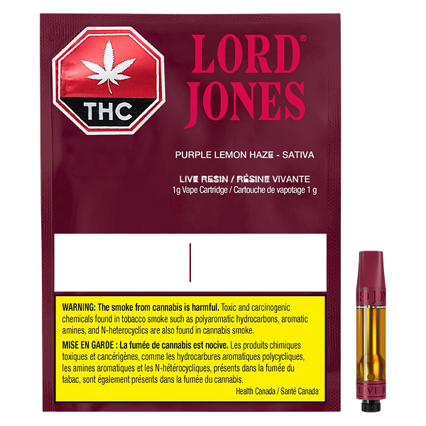 Lord Jones - Pure Live Resin Vape Purple Lemon Haze 510 Thread Cartridge