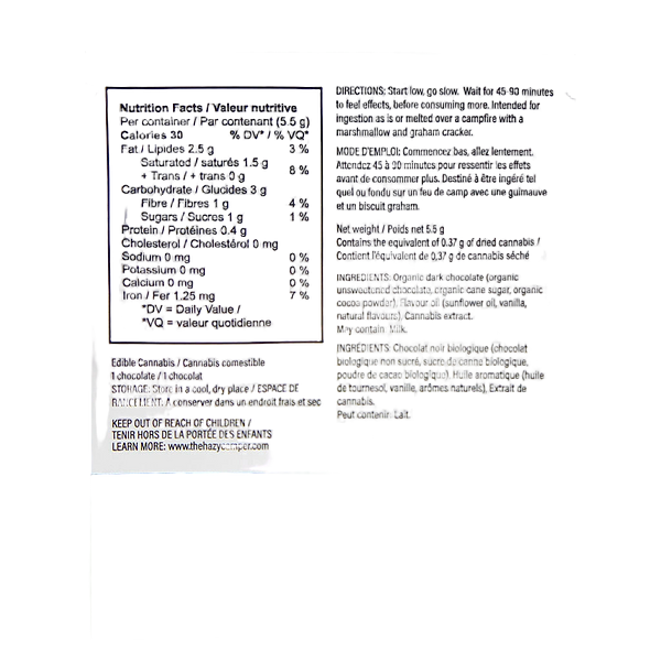 The Hazy Camper - Hazy Mint Thc Organic Dark Chocolate