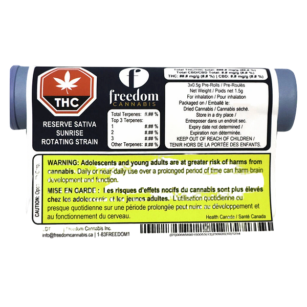 Freedom Cannabis - Reserve Sativa Sunrise Pre Roll