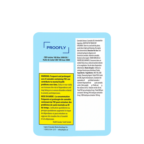 C Minor - CBD Isolate 100 Max 3000 Oil