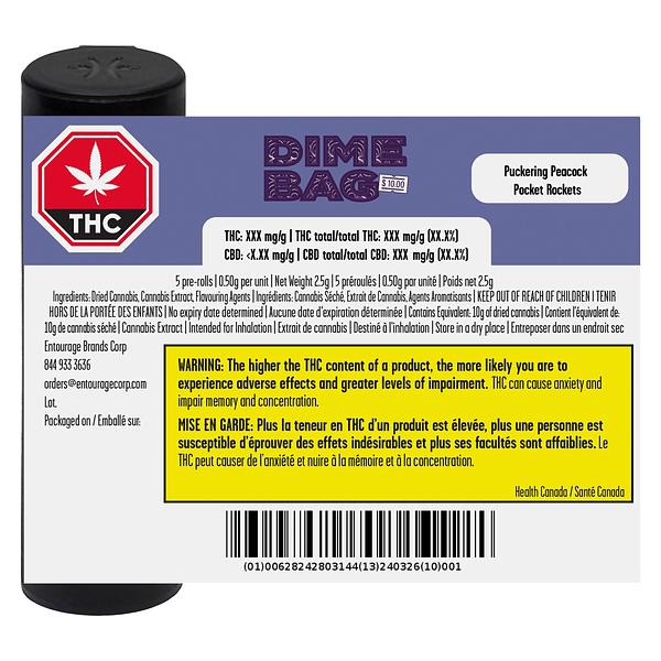 Dime Bag - Puckering Peacock Pocket Rockets Infused Pre Roll image 3
