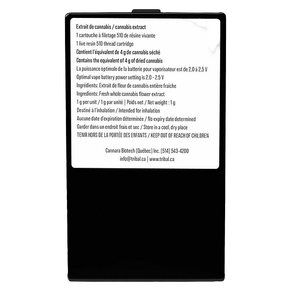 Tribal - Terple Live Resin 510 Thread Cartridge