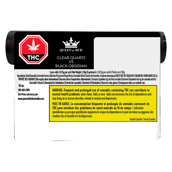 Queen of Bud - Clear Quartz Vs Black Obsidian Diamond Infused Pre Roll