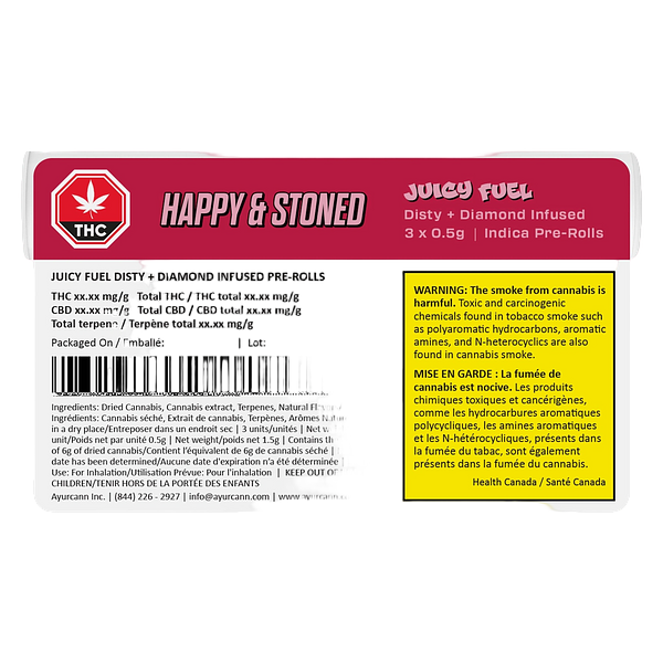 Happy & Stoned - Juicy Fuel Distillate Infused Pre Roll