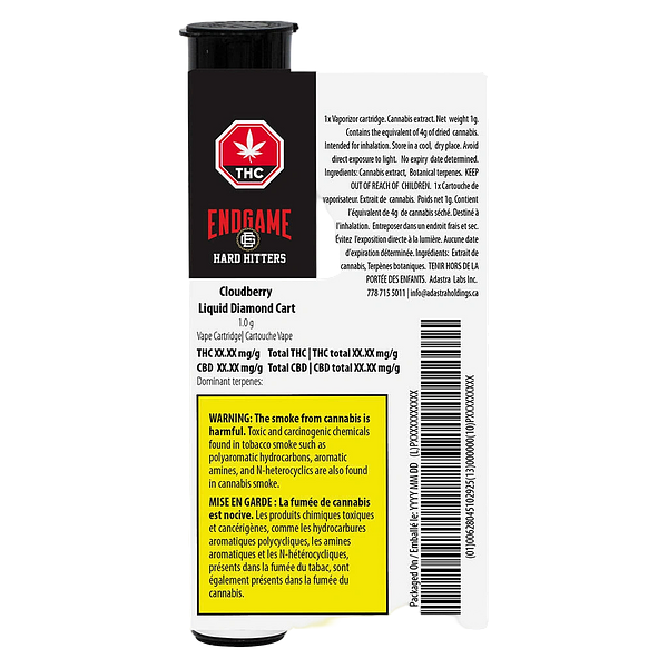 Endgame - Hard Hitters Cloudberry Liquid Diamond 510 Thread Cartridge