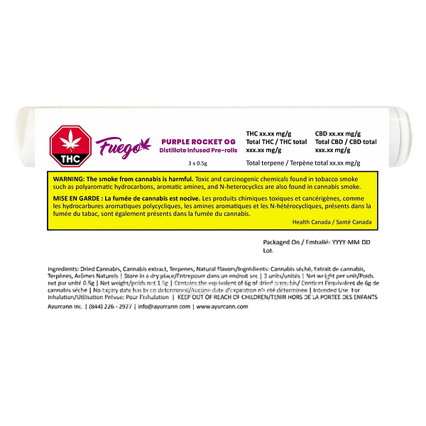 Fuego - Purple Rocket Og Distillate Infused Pre Roll