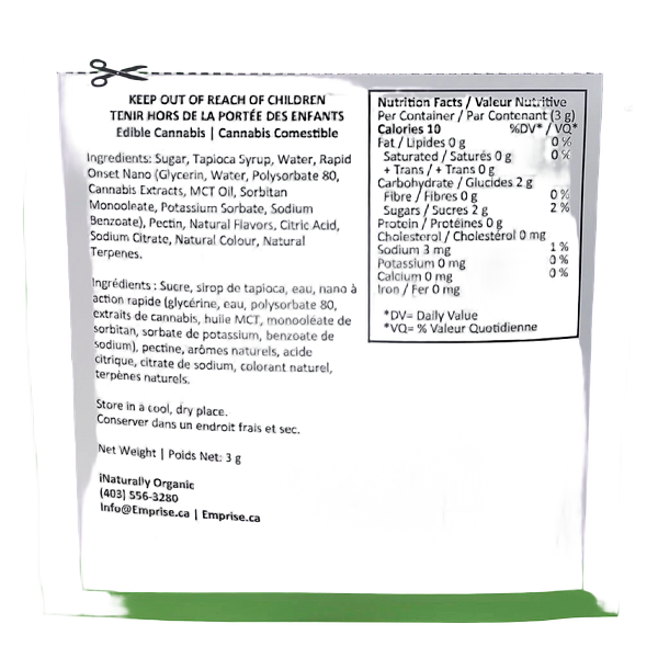 Emprise Rapid - Sour Green Apple 10 CBG + 10 THC Gummies