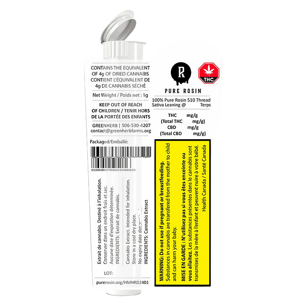 Pure Rosin - 100% Pure Rosin 510 Thread Cartridge