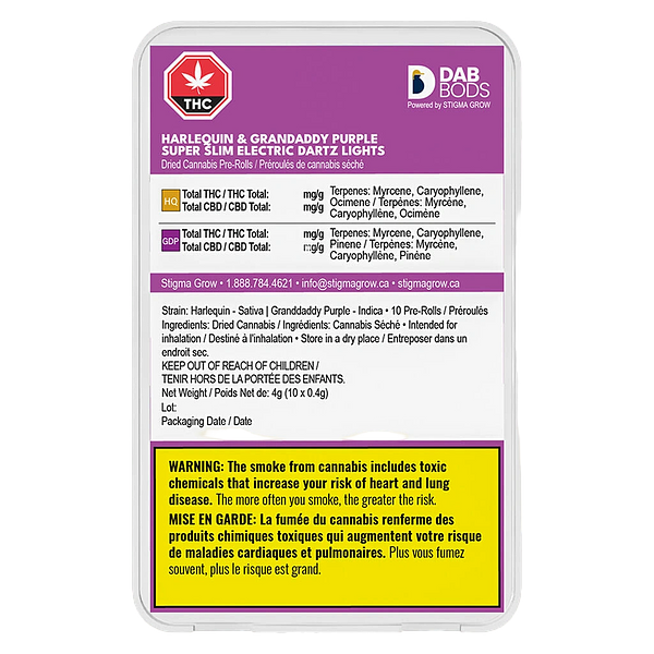 Dab Bods - Harlequin And Granddaddy Purple Super Slim Electric Dartz Li