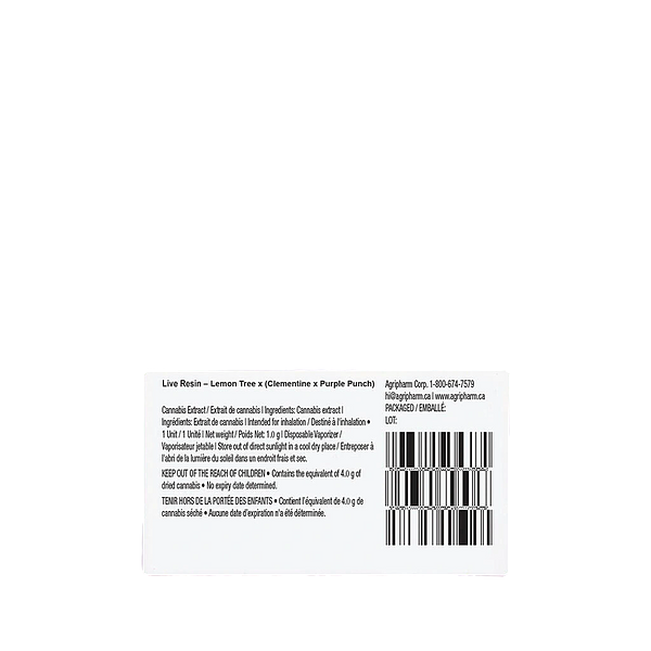 Purple Hills - Live Resin Lemon Tree X (Clementine X Purple Punch) Xl Vape