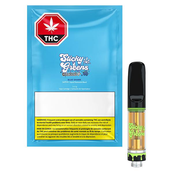 Sticky Greens - Blue Shark - Liquid Diamonds 510 Thread Cartridge image 4