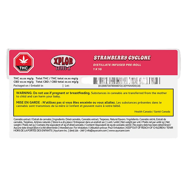 XPLOR Level X - Strawberry Cyclone Distillate Infused Pre-roll