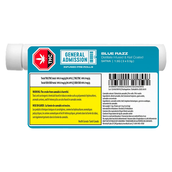 General Admission - Blue Razz Distillate Infused Pre-roll