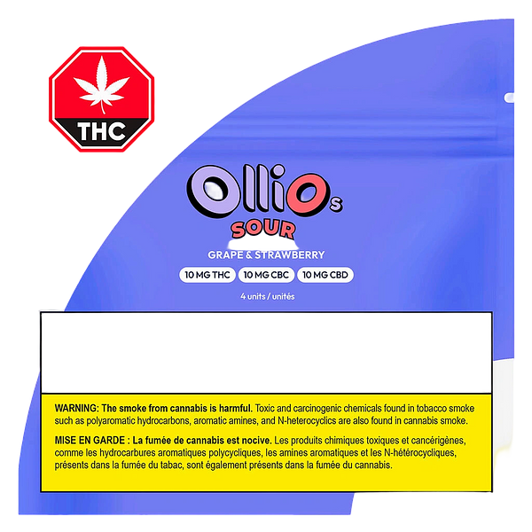 Olli O's - Sour Grape & Strawberry THC/CBC/CBD Soft Chews