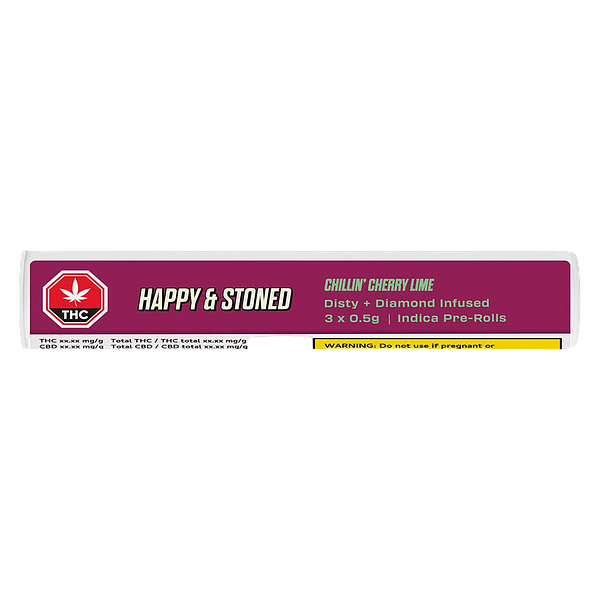 Happy & Stoned - Chillin' Cherry Lime Disty+Diamond Infused Pre Roll