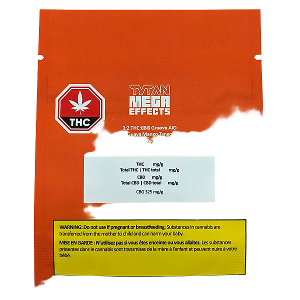 TYTAN Mega Effects - 3:2 THC:CBG Groove AIO Guava-Mango Tango
