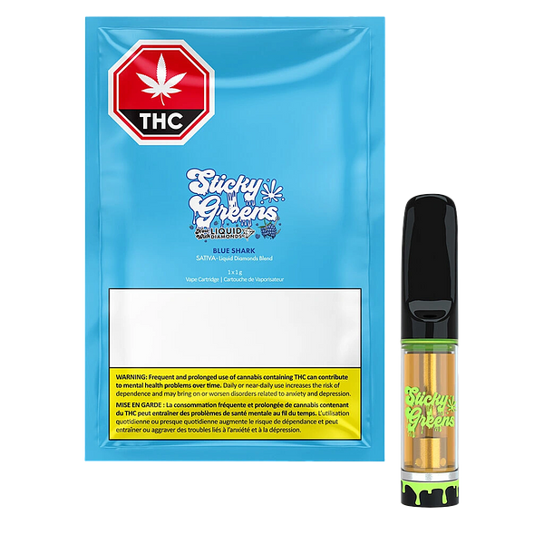 Sticky Greens - Blue Shark - Liquid Diamonds 510 Thread Cartridge