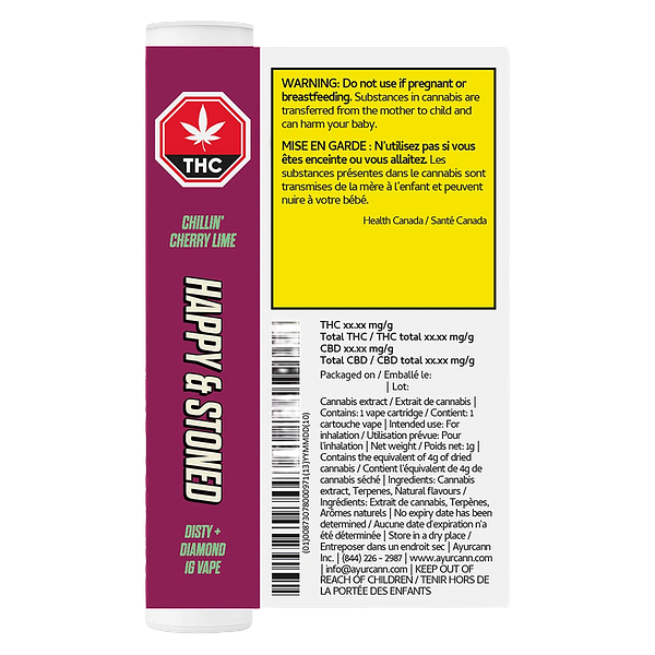 Happy & Stoned - Chillin' Cherry Lime Disty+diamond 510 Thread Cartridge