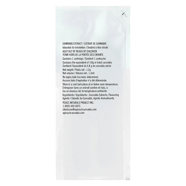 Spinach - Peach Passionfruit Kush 10:1 THC:CBN 510 Thread Cartridge