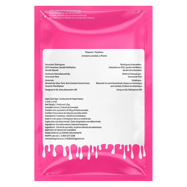 Sticky Greens - Bubba G - Liquid Diamonds 510 Thread Cartridge