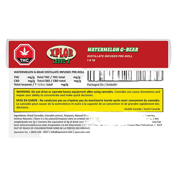 XPLOR Level X - Watermelon G-Bear Distillate Infused Pre-Roll