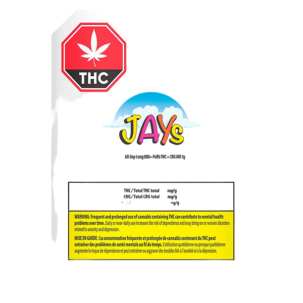 JAYS - Jays All-Day-Long 800+ Puffs THC + CBG AIO