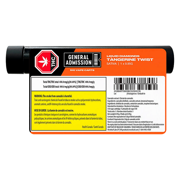 General Admission - Tangerine Twist Liquid Diamond 510 Thread Cartridge