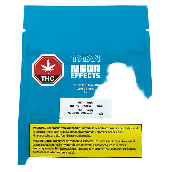 TYTAN Mega Effects - 3:2 THC:CBD Eaze AIO - Lychee Breeze