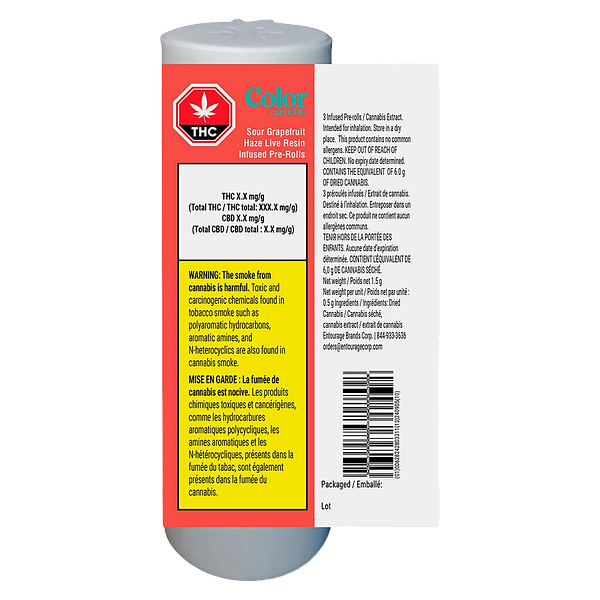 Color Cannabis - Sour Grapefruit Haze Live Resin Infused Pre Roll