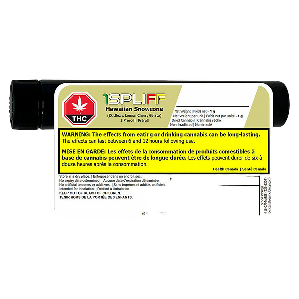 1Spliff - Reserve Hawaiian Snowcone Premium Glass Tip Pre Roll