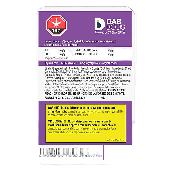 Dab Bods - Outsiders Grape Animal Infused Pre-Roll