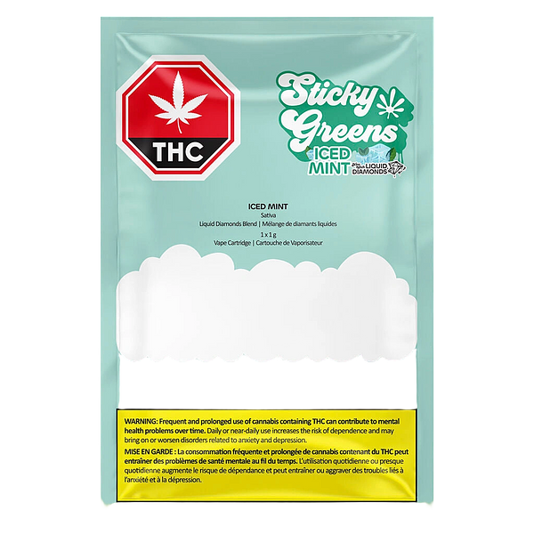 Sticky Greens - Iced Mint - Liquid Diamond Blend 510 Thread Cartridge