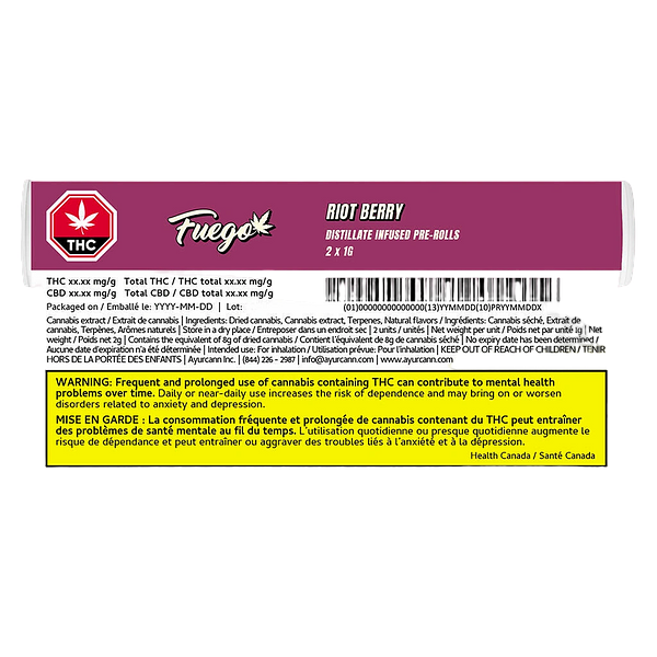 Fuego - Riot Berry Distillate Infused Pre-Roll