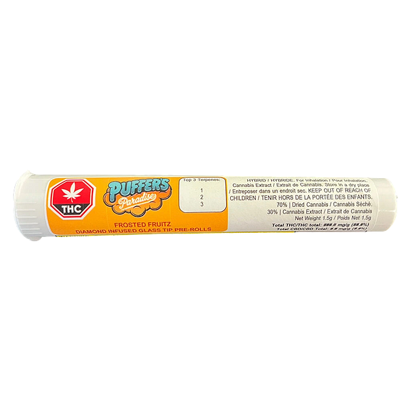 Puffer's Paradise - Frosted Fruitz Diamond Infused Glass Tip Pre Roll