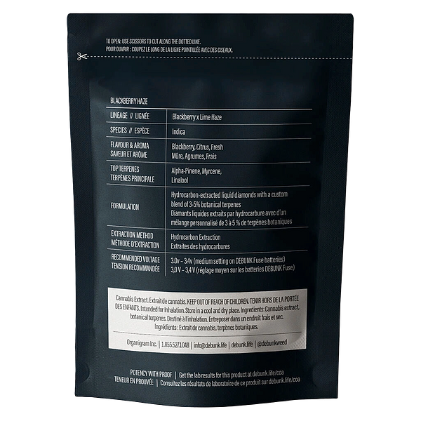 DEBUNK - Blackberry Haze Liquid Diamonds 510 Thread Cartridge