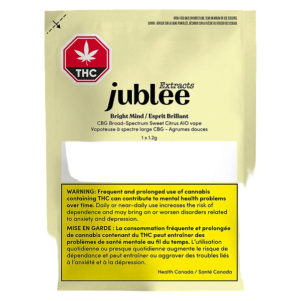 Jublee Extracts - Bright Mind - CBG Broad Spectrum Sweet Citrus AIO Disposable Vape