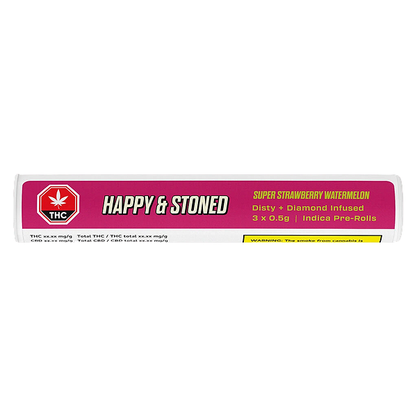 Happy & Stoned - Super Strawberry Watermelon Disty+diamond Infused Pre-roll
