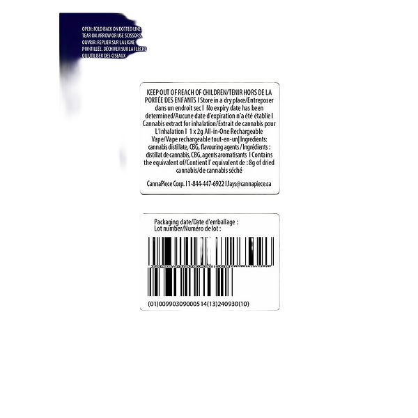 JAYS - All-night-long 800+ Puffs THC + CBN AIO Disposable Vape