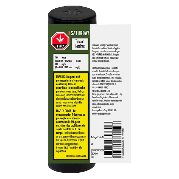 Saturday - Toasted Hazelnut 510 Thread Cartridge