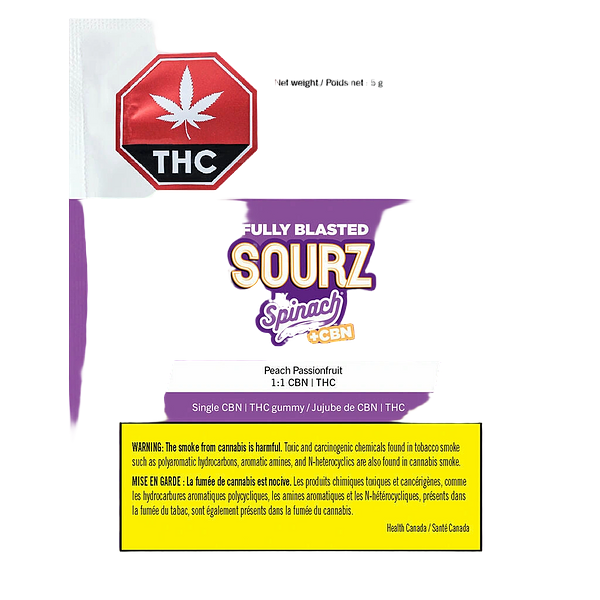 SOURZ by Spinach - Fully Blasted Peach Passionfruit 1:1 Chews